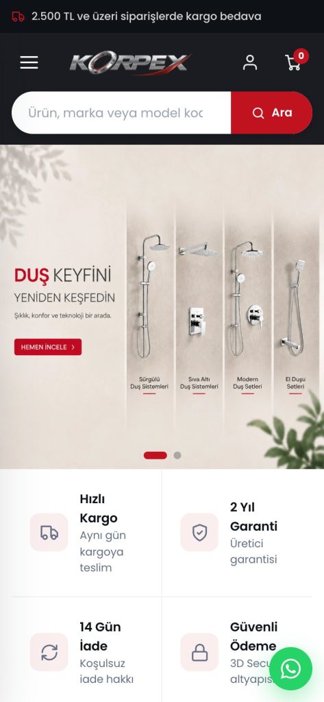Korpex — mobile site